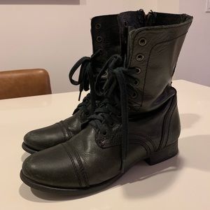 Steve Madden ‘Troopa’ Black Leather Combat Boots